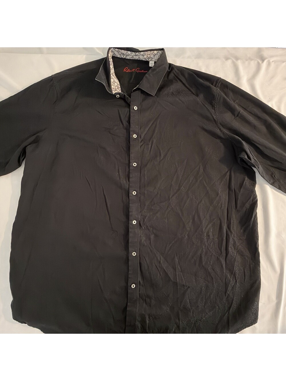Robert Graham Men's Black Button-Up Shirt with Contrast Collar 4XLT